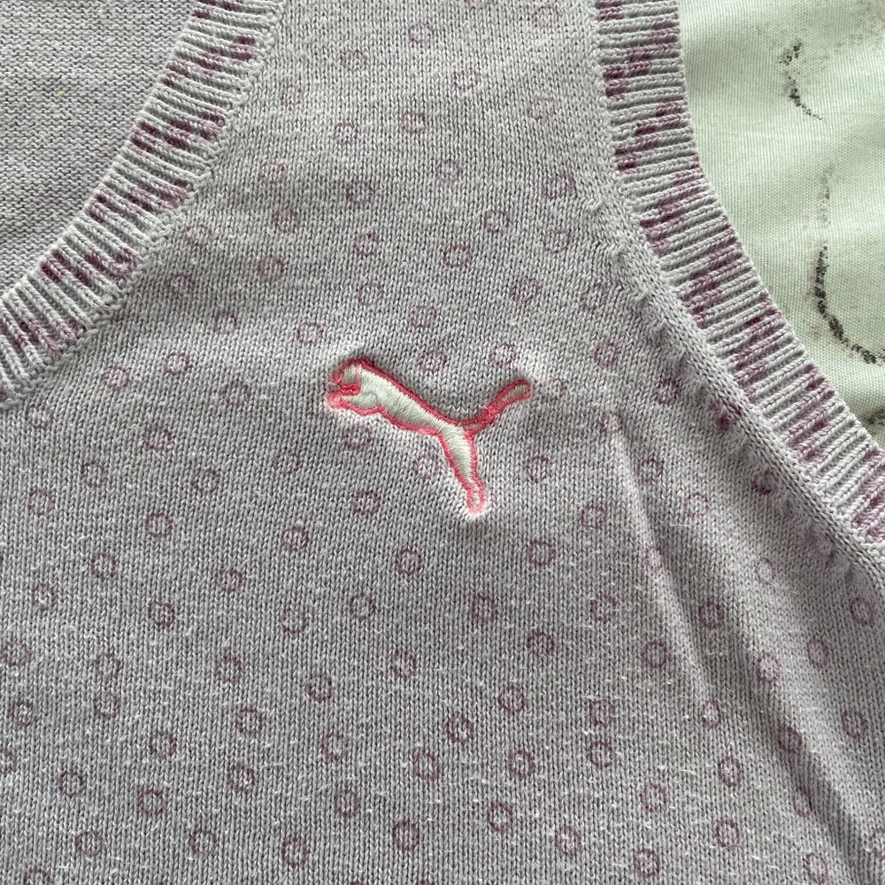 Puma Y2K lavender animal prints cotton preppy academia summer golf vest, size S